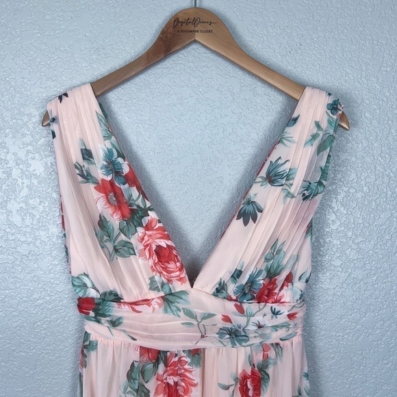 Lulus Garden Meandering Blush Floral Print Maxi Dress M - Pink, Spring, Feminine - Picture 4 of 15